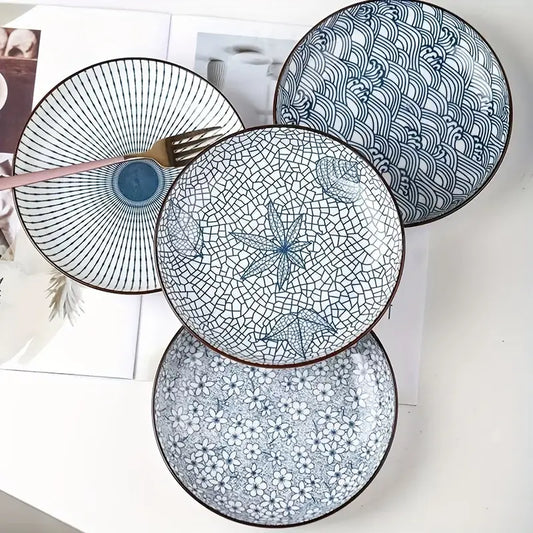 4pcs Printed Ceramic Plates
