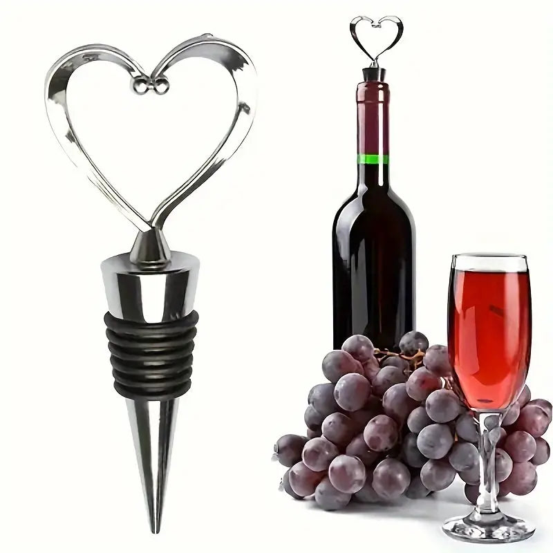 1 bouchon à vin rouge élégant en forme de cœur