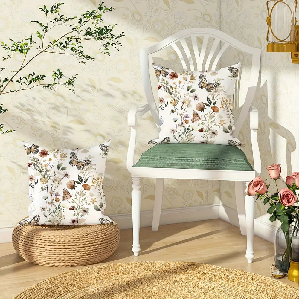 Taie d'oreiller courte en peluche verte papillon, 2 pièces, 45,72 x 45,72 cm