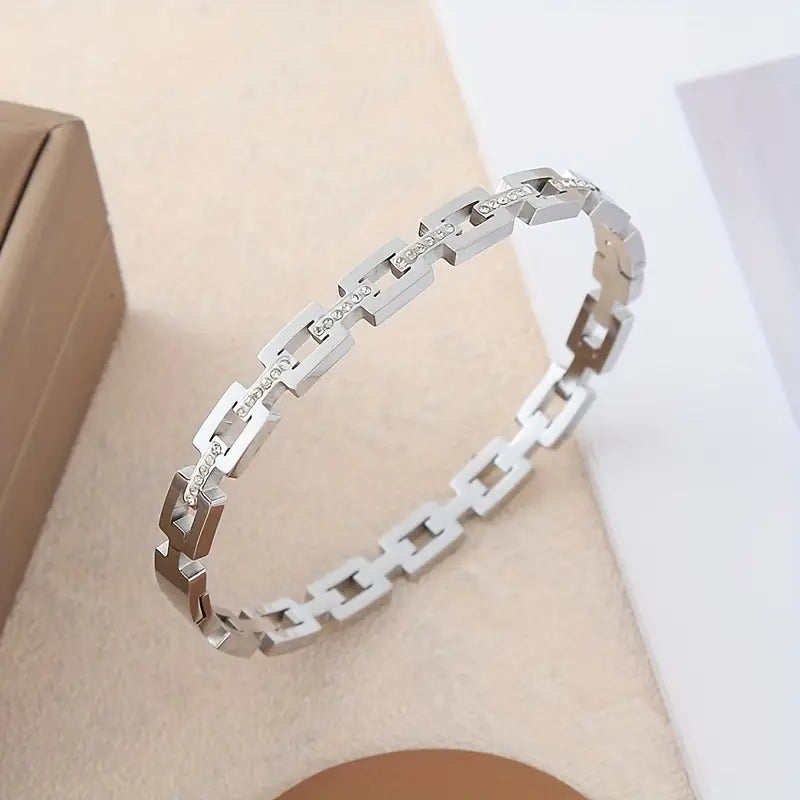 18K Gold Infinity Bangle Birthstone Bracelet Stainless Steel