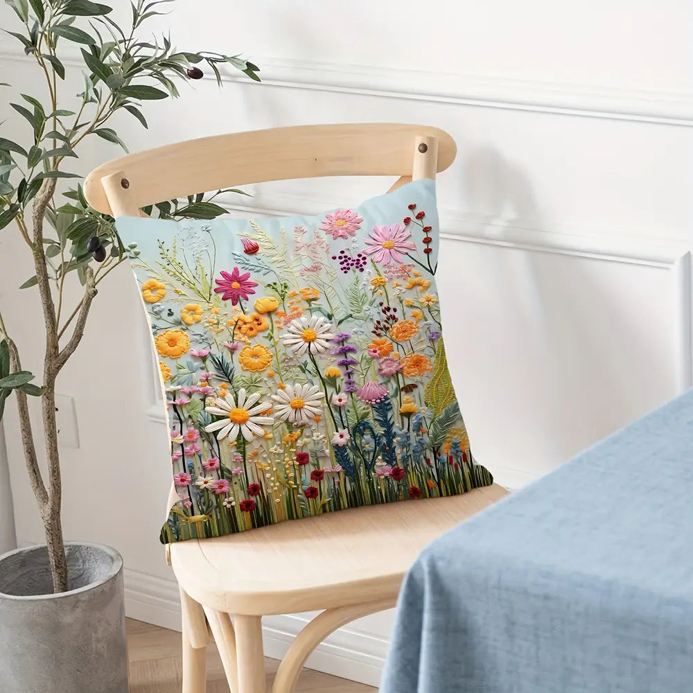 Vibrant Floral Pillow Cover 45.72x45.72 cm