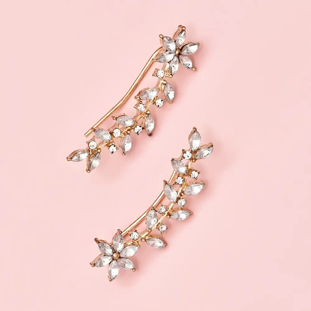 Leaf Branches Dangle Stud Clip Ear Jewelry For Women