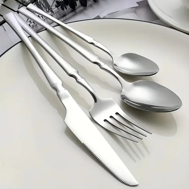 24PC Flatware Set with Gift Box – Stainless Steel Spoons, Forks, Knives
