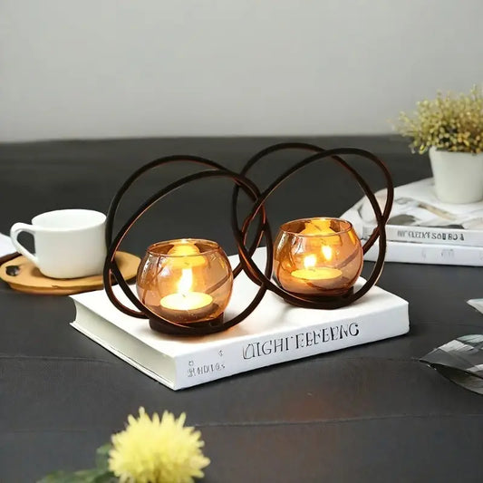 Bougeoir vintage en métal – Design circulaire romantique pour décoration de table