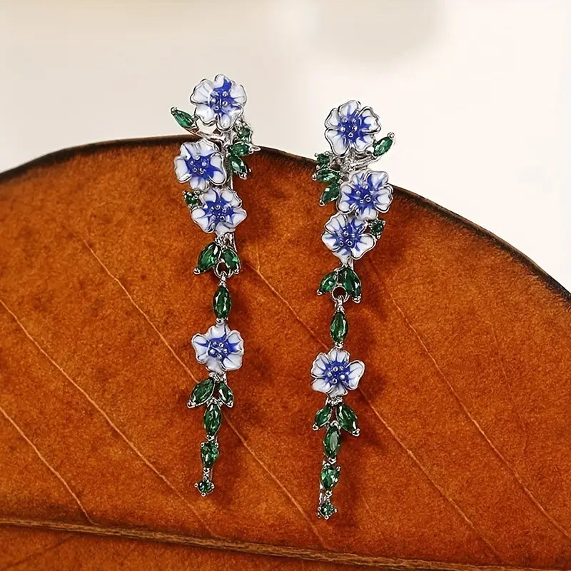 Enamel Dangle Earrings: Long Trendy Holiday Gift