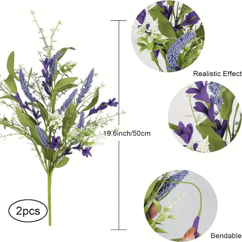 Composition de lavande artificielle et de fleurs en soie de 50 cm – Décoration intérieure et extérieure