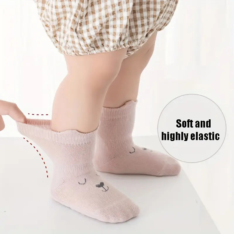 Lot de 5 paires de chaussettes mi-mollet pour enfants | Chaussettes tendance en coton mélangé respirant pour garçons et filles