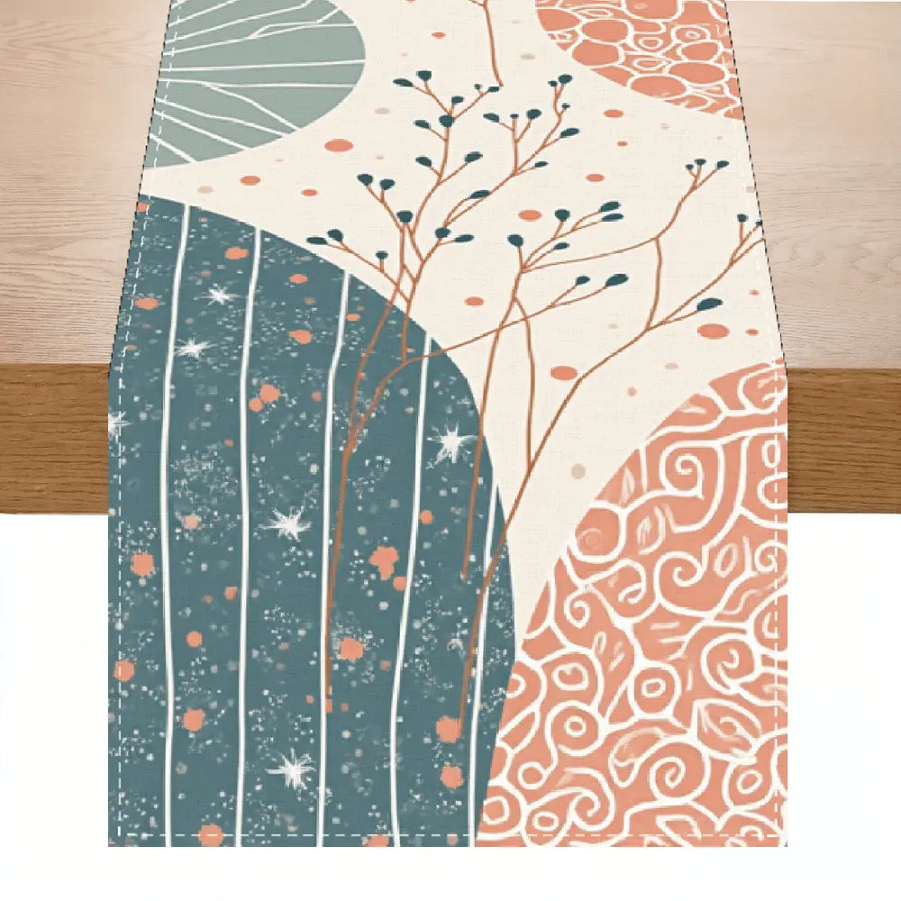 1pc Nordic-Inspired Leaf Pattern Table Runner