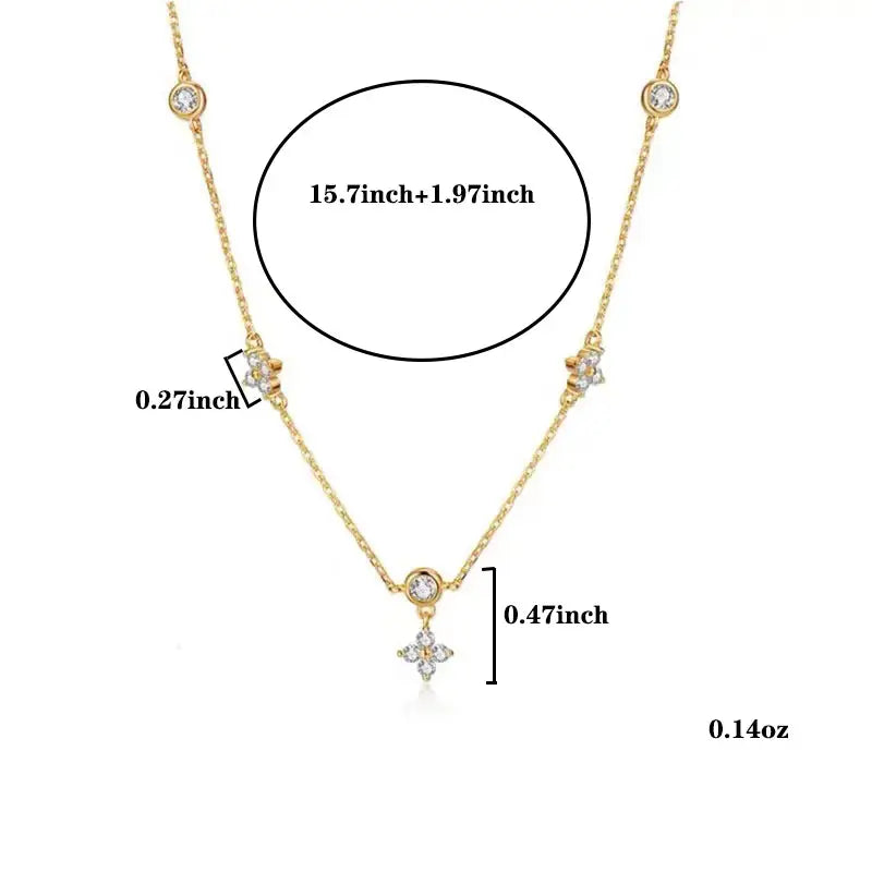 Four-leaf Clover & Round Shape Chain Necklace for Wome