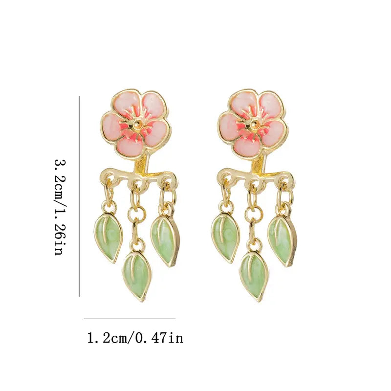 Peach Leaf Earrings - Boho Dangle Drop Earrings