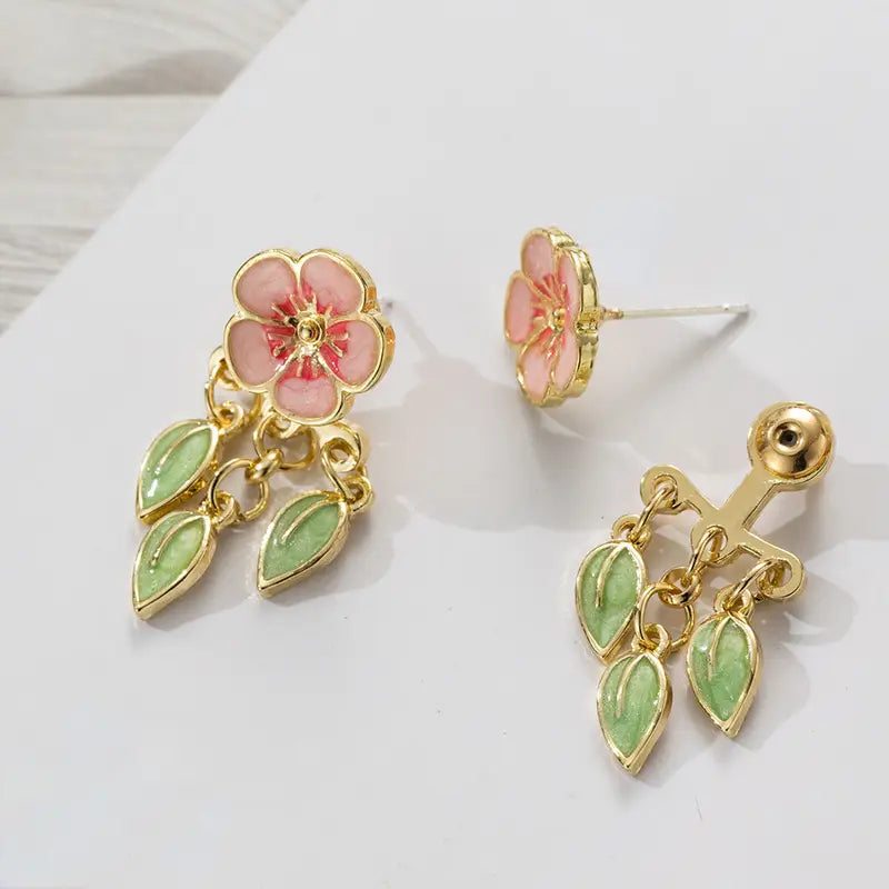Peach Leaf Earrings - Boho Dangle Drop Earrings
