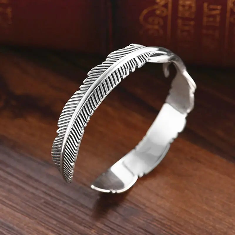 Adjustable Feather Cuff Bracelet - Bangle Jewelry