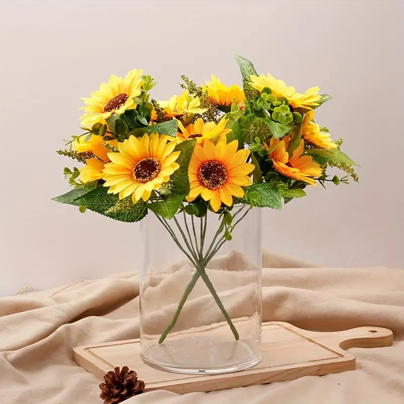 Lifelike Sunflower Silk Flower Arrangement - 13 Heads Home Decor