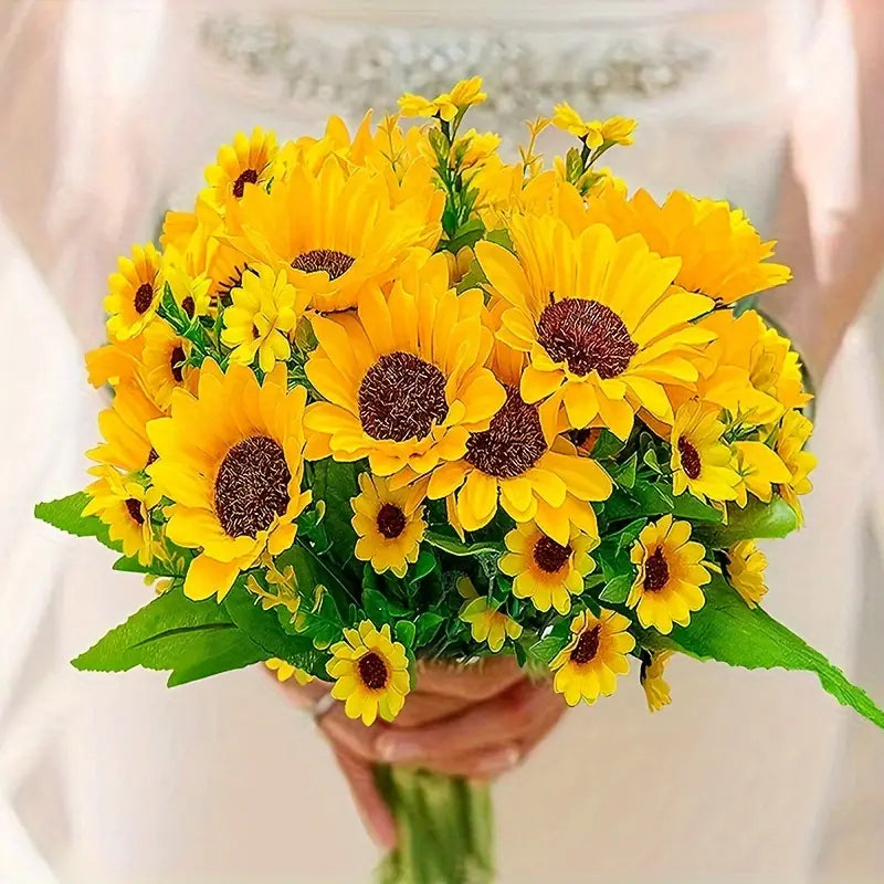 Lifelike Sunflower Silk Flower Arrangement - 13 Heads Home Decor