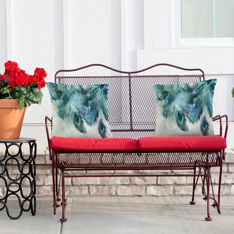 Lot de 2 housses de coussin décoratives en peluche bleues abstraites