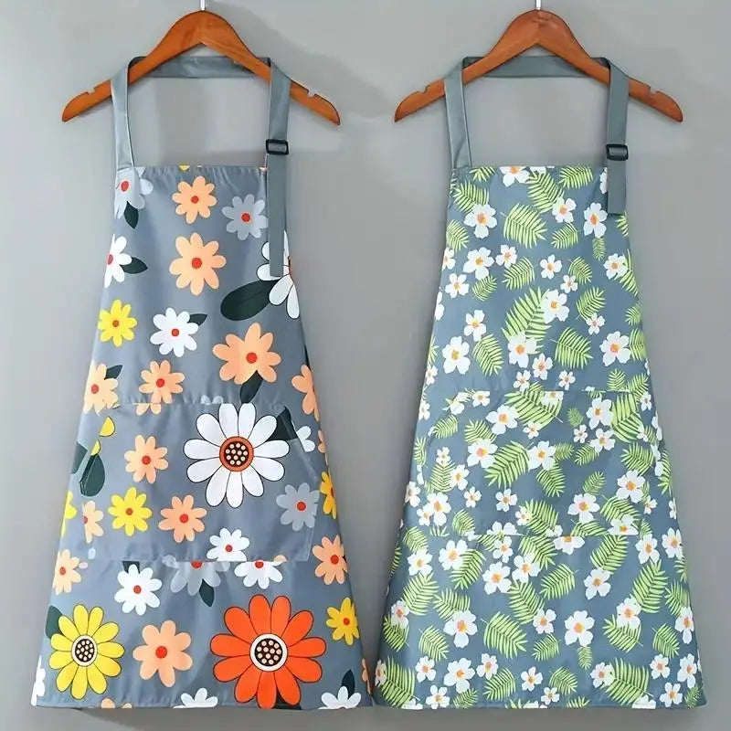 1 stuk polyester schort met bloemenmotief, olie- en waterdicht