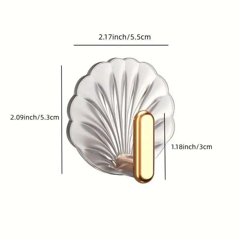 2/4pcs Shell Shaped Hooks Self Adhesive Wall Hooks