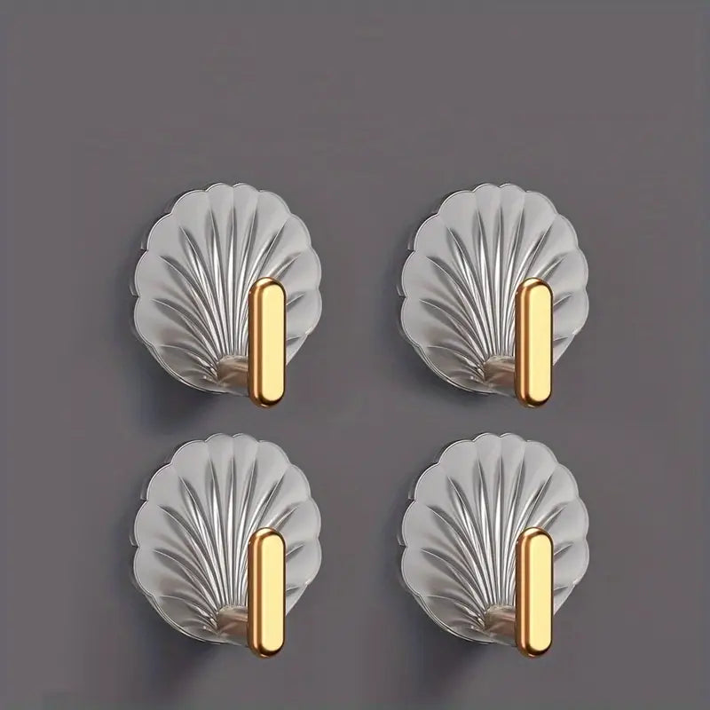 2/4pcs Shell Shaped Hooks Self Adhesive Wall Hooks