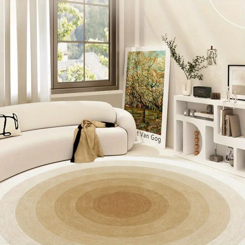1 tapis moelleux en imitation cachemire de forme ronde et légère
