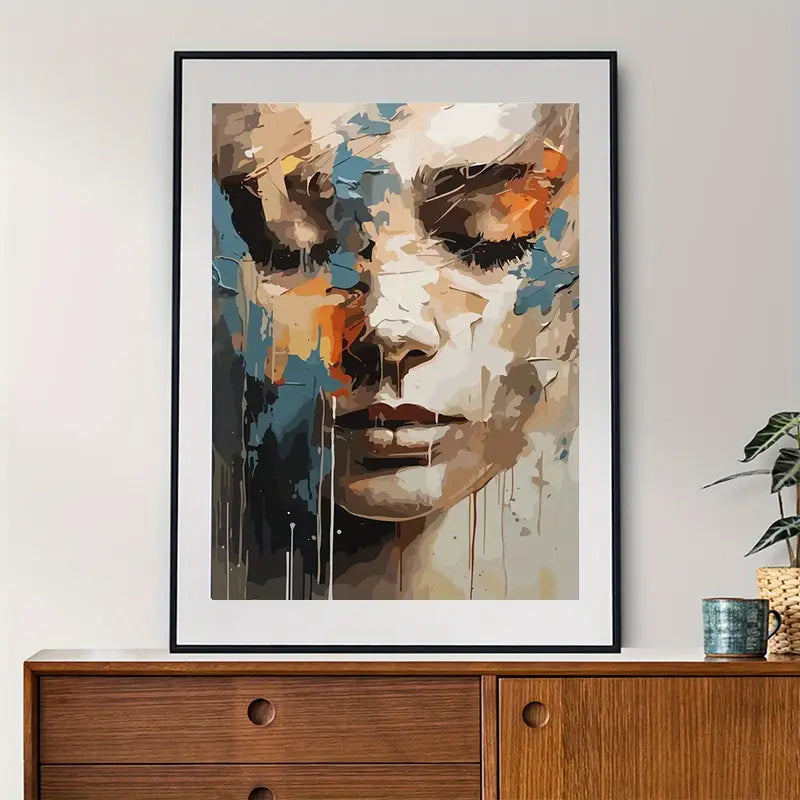 Ongeraamde canvas moderne kunst - Vrouwengezichtsportretprint voor slaapkamer en woonkamer