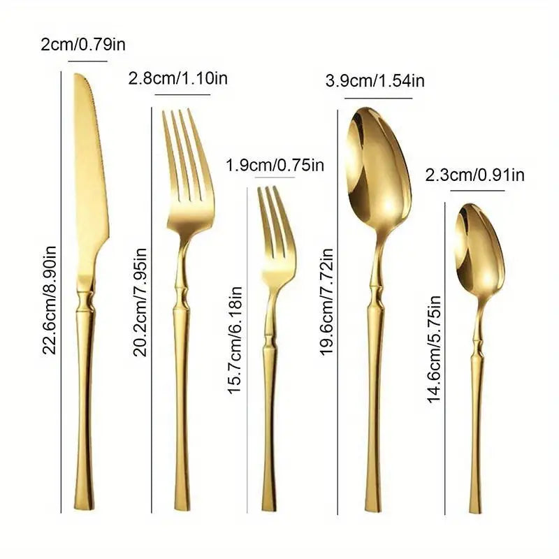 Ensemble de 30 couverts en acier inoxydable comprenant un couteau à steak, une fourchette et une cuillère à dessert