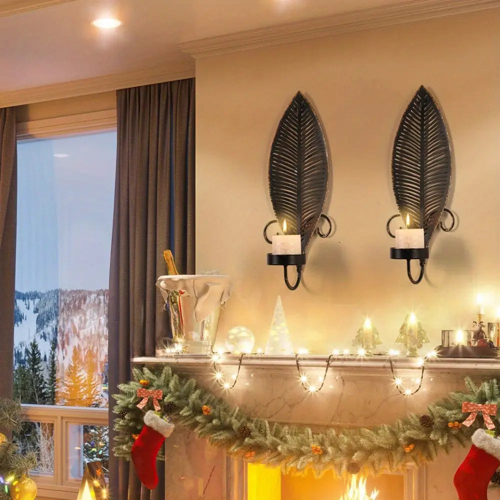 2PCS Leaf Pattern Metal Wall Sconces