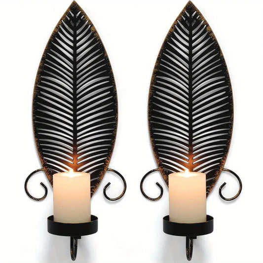 2PCS Leaf Pattern Metal Wall Sconces