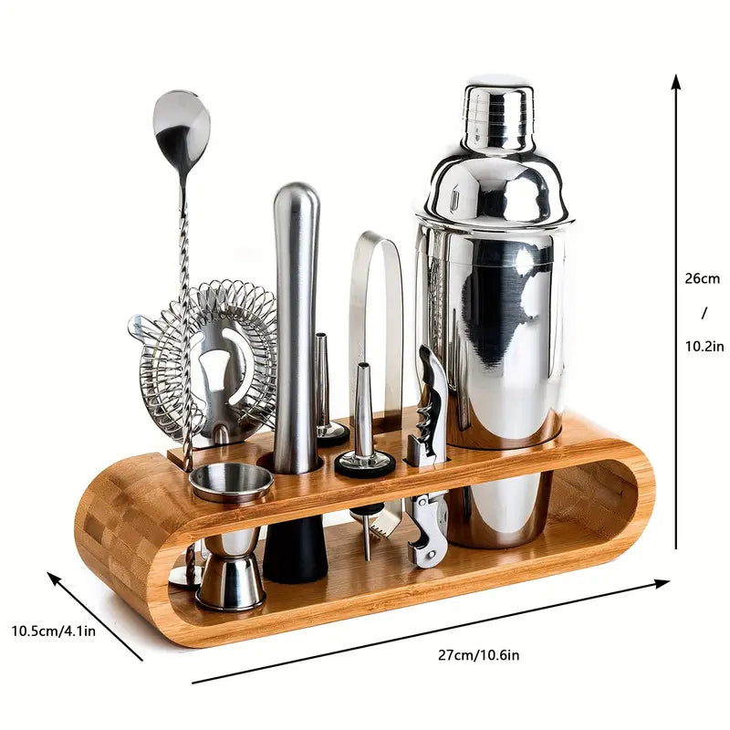 10-Piece Bartender Kit with Stand – Stainless Steel Cocktail Tools Gift Set