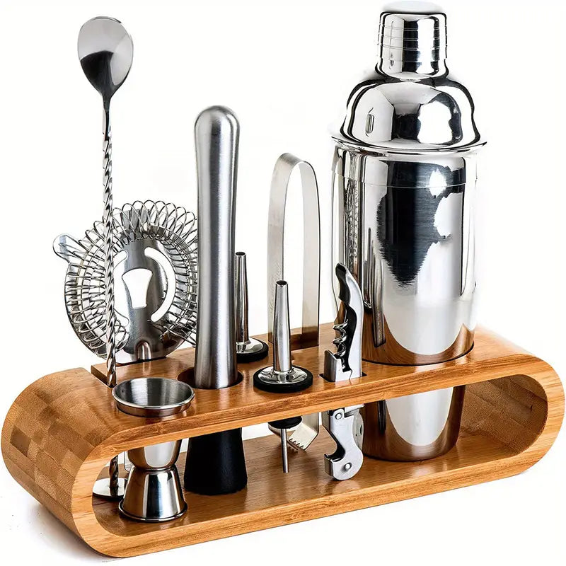 10-Piece Bartender Kit with Stand – Stainless Steel Cocktail Tools Gift Set