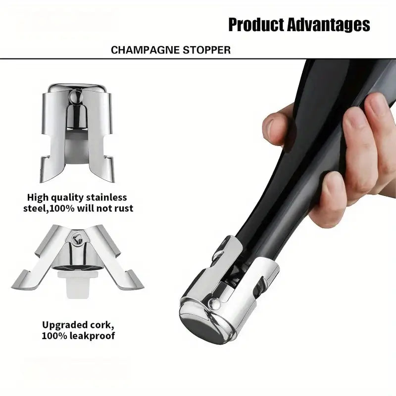 2pcs Stainless Steel Champagne Stoppers