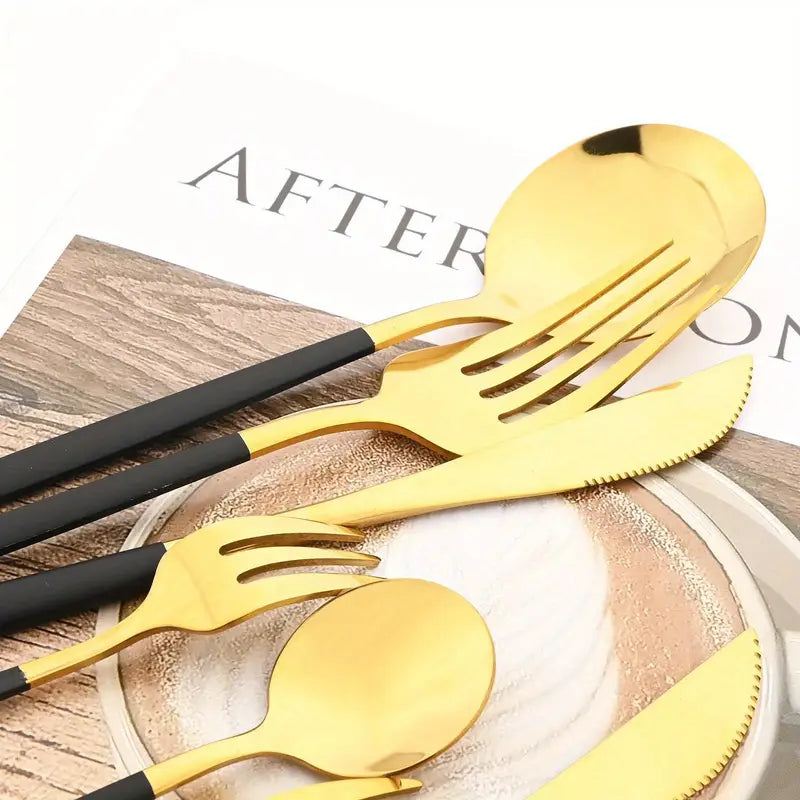 24PC Western Cutlery Set – Polished Stainless Steel Flatware for Events