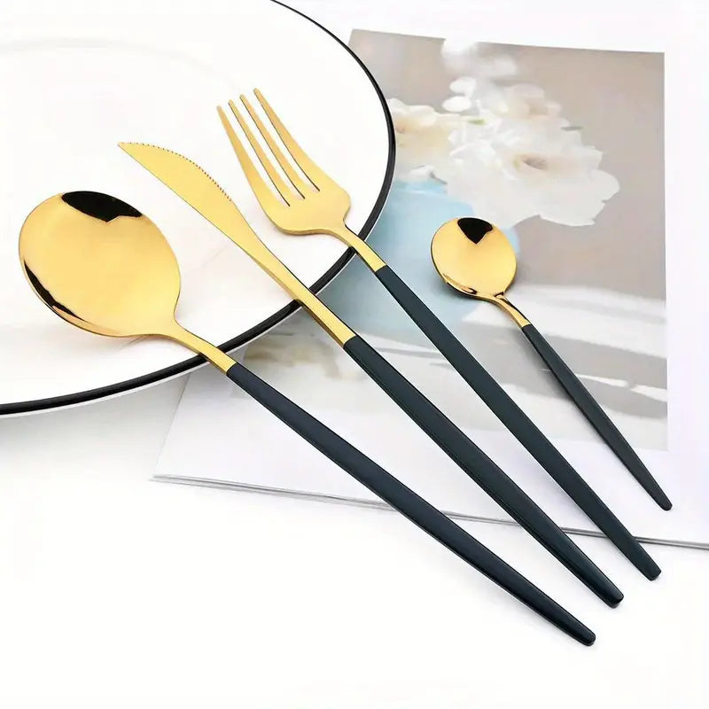 24PC Western Cutlery Set – Polished Stainless Steel Flatware for Events