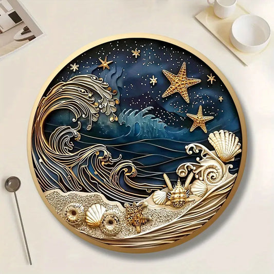 6pcs cork coasters with starry night retro texture
