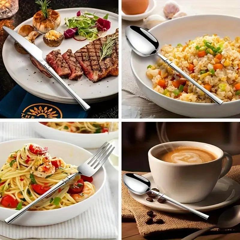 24pcs Silverware Set Gift Box - Luxury Stainless Steel Tableware with Spoon, Fork, Knife