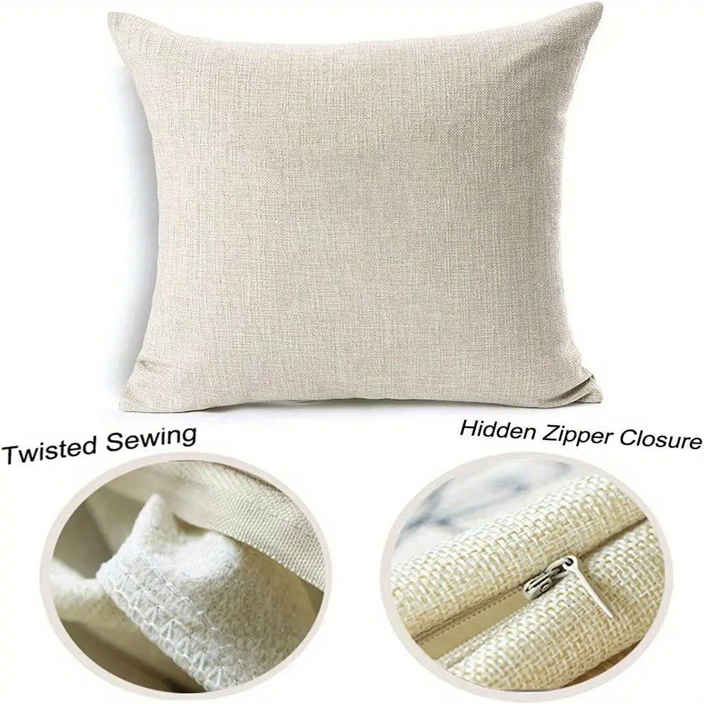 4pcs Contemporary Floral Linen Pillowcases 44.96cm x 44.96cm