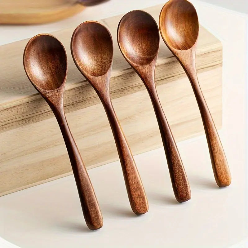 4pcs Wooden Serving Spoon Set - Durable Handcrafted Kitchen Utensils