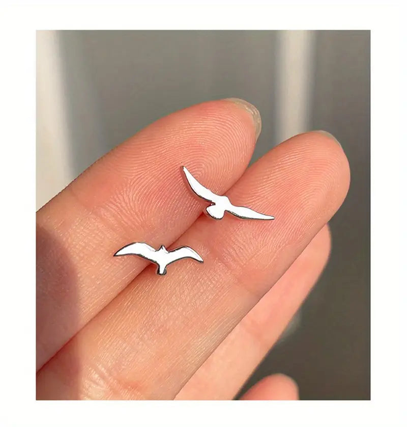 1 paire de boucles d'oreilles asymétriques en forme de mouette pour femme, simples et tendance, jolies boucles d'oreilles en forme d'oiseau
