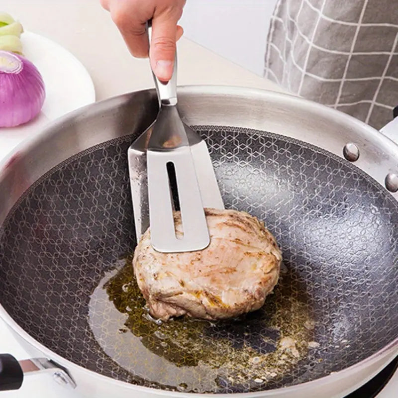 Versatile Non-Stick Stainless Steel Spatula with Clamp