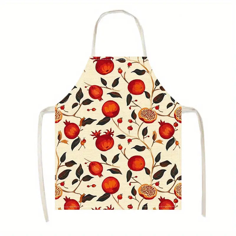 1PC Pomegranate Design Linen Apron - 100% Woven Linen