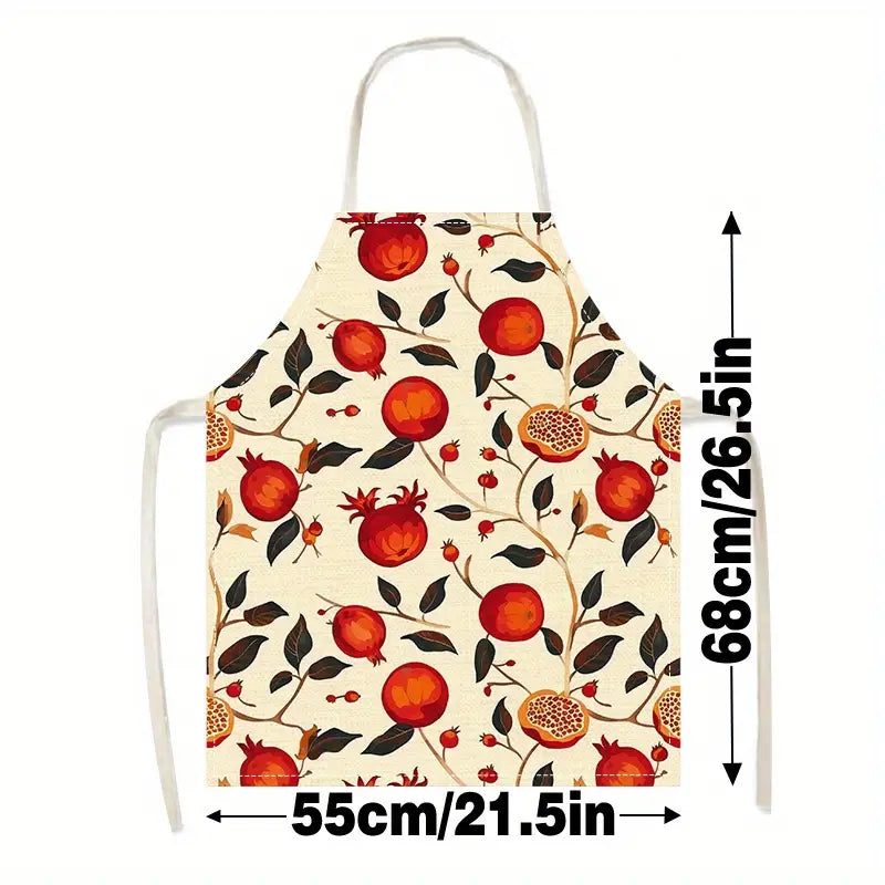 1PC Pomegranate Design Linen Apron - 100% Woven Linen
