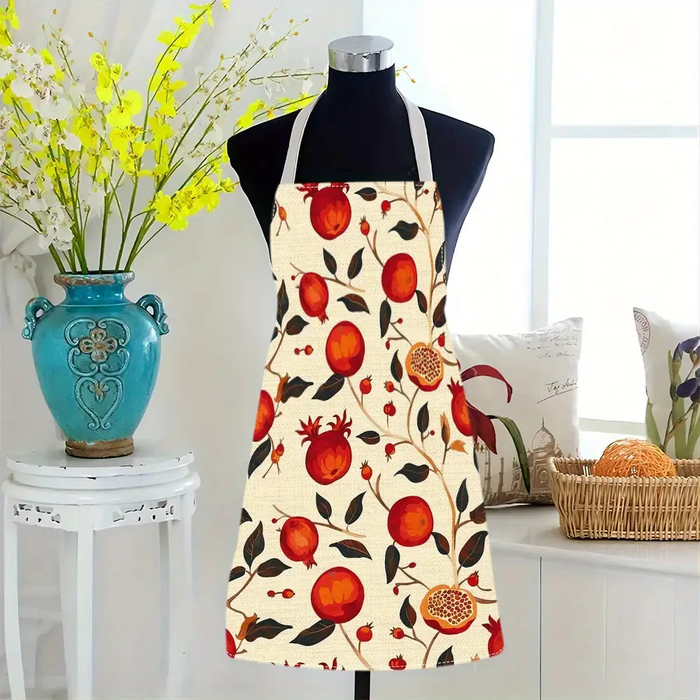 1PC Pomegranate Design Linen Apron - 100% Woven Linen