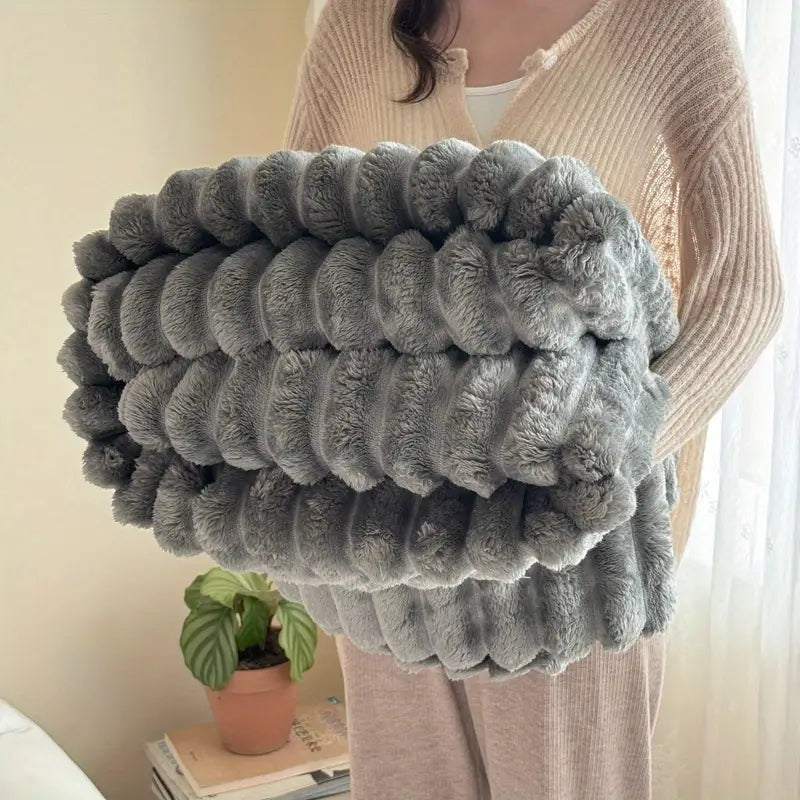 Cozy Striped Flannel Throw Blanket- 3 Colours, Soft, Warm & Lightweight