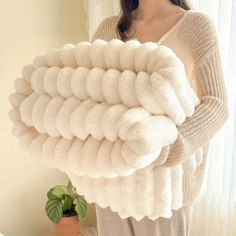Cozy Striped Flannel Throw Blanket- 3 Colours, Soft, Warm & Lightweight