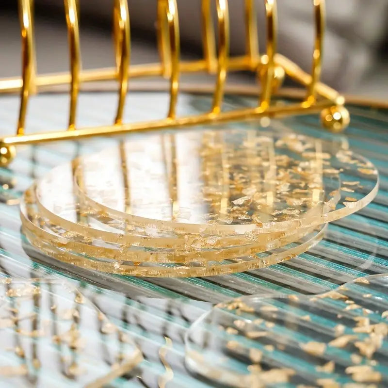 6pcs Golden Foil Acrylic Coasters