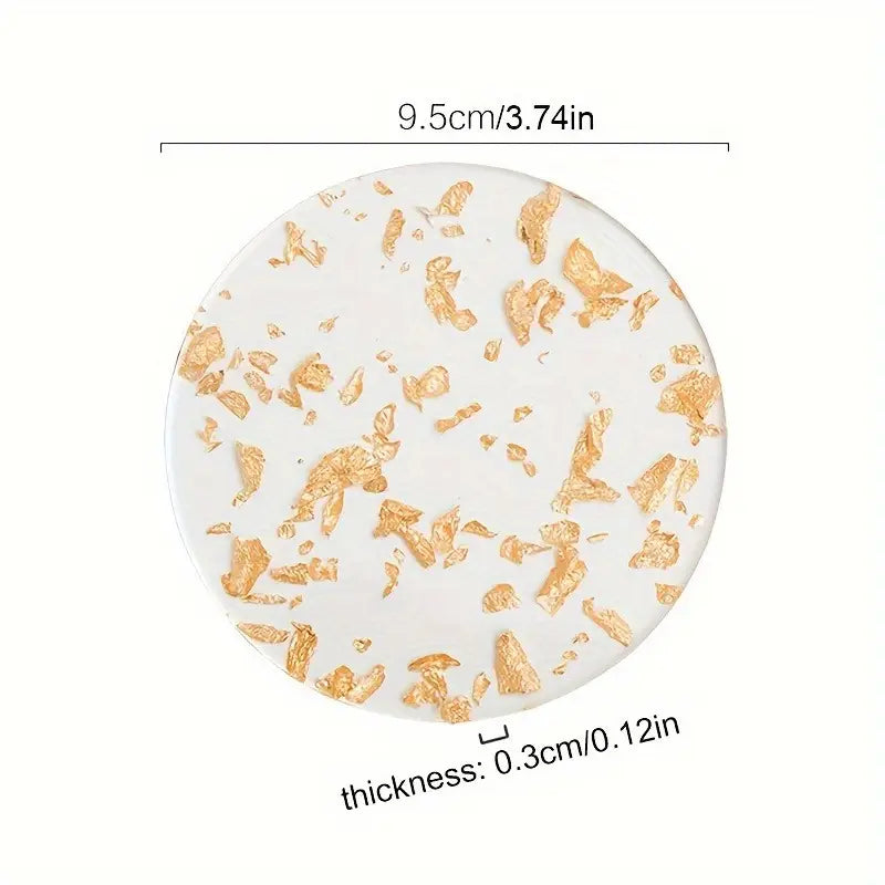 6pcs Golden Foil Acrylic Coasters