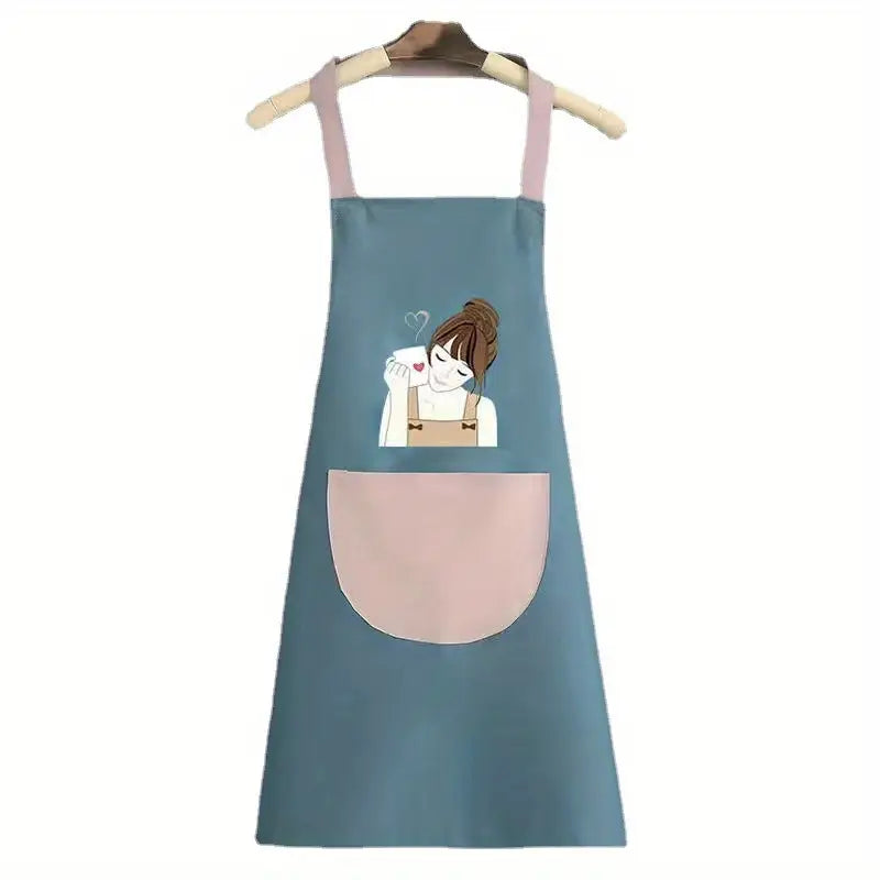 Charming Cartoon-Printed Apron - Oil-Proof