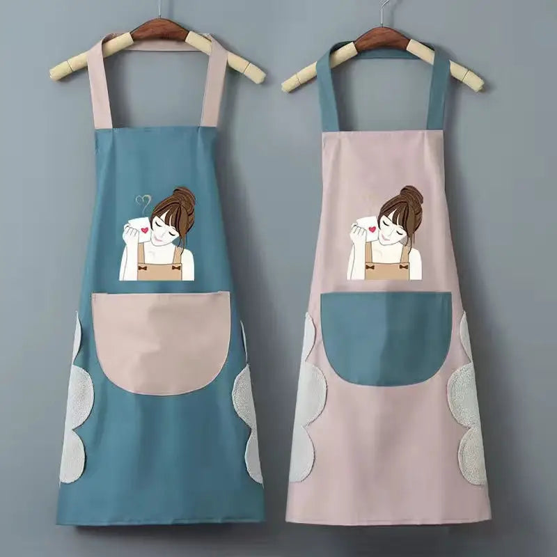 Charming Cartoon-Printed Apron - Oil-Proof