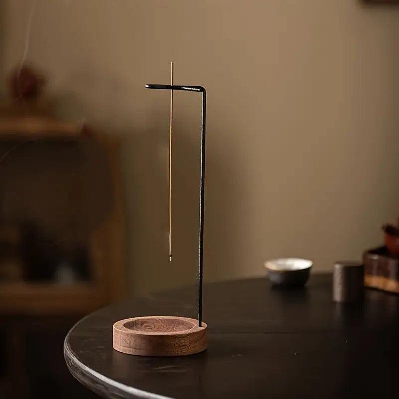 Coffret d'encens en bois d'inspiration zen avec récupérateur de cendres – Méditation et décoration intérieure, construction métallique