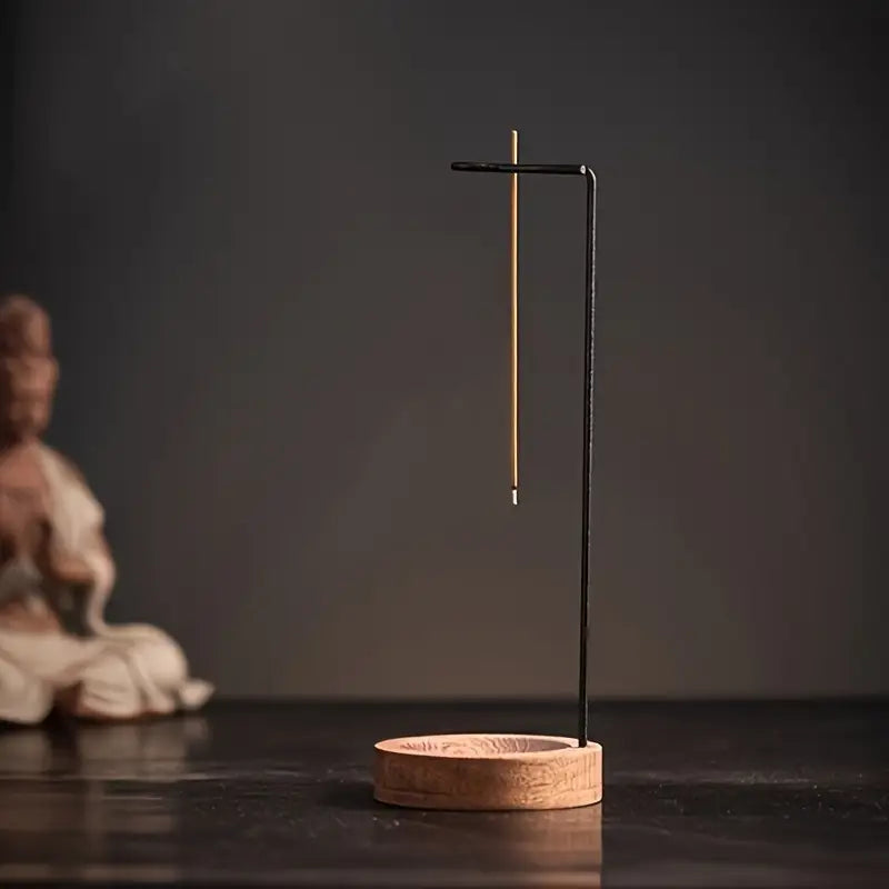 Coffret d'encens en bois d'inspiration zen avec récupérateur de cendres – Méditation et décoration intérieure, construction métallique