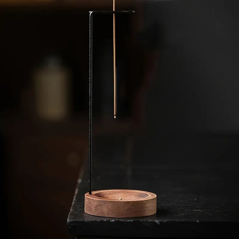 Coffret d'encens en bois d'inspiration zen avec récupérateur de cendres – Méditation et décoration intérieure, construction métallique